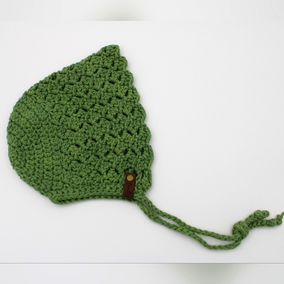 Toddler Handmade Crocheted Bonnet Green (2T-3T) - Picture 2 of 5